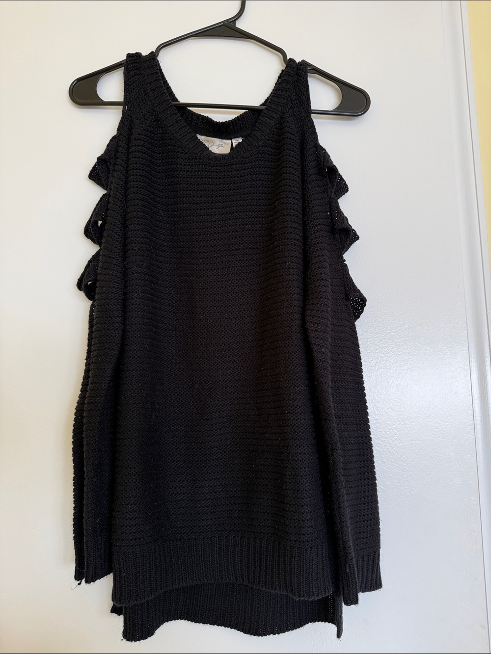 RD Style Black Cold-Shoulder Knit Sweater